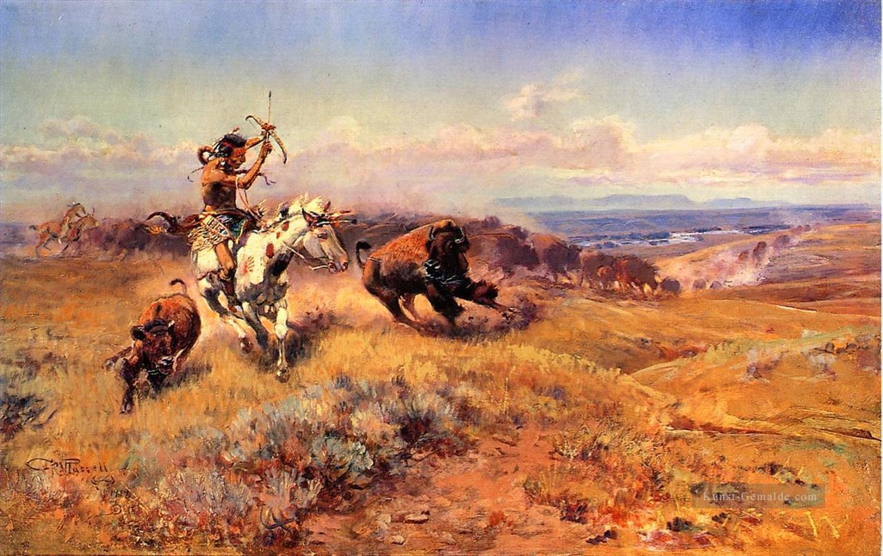 Pferd von der Jäger aka Fresh Meat Indianer Westliche Amerikanische Charles Marion Russell Ölgemälde